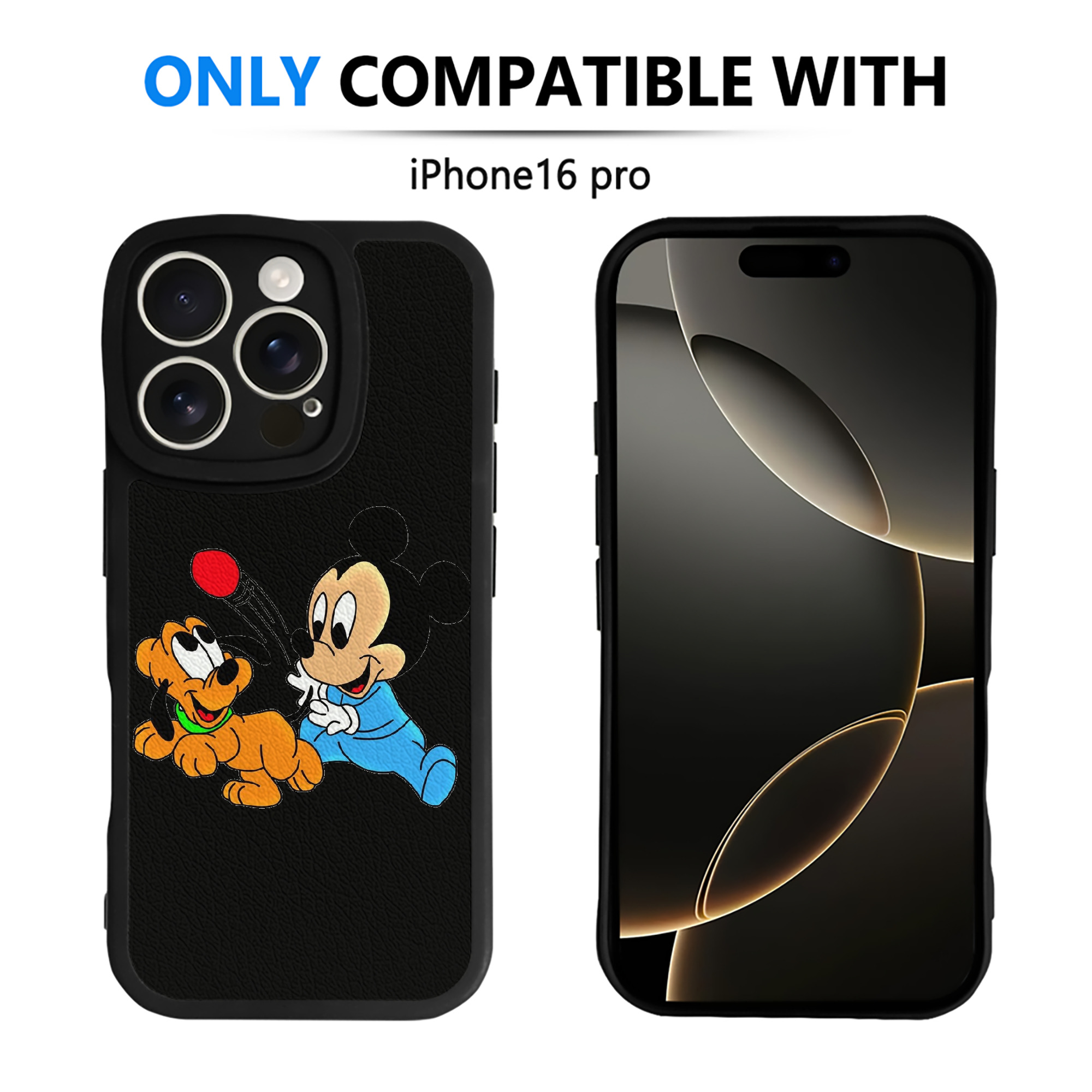 （画像用） ミッキーマウス Mickey Mouse 【iPhone 16シリーズ対応】シリコンスマホケース（レザー調） 材質：シリコン